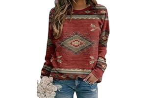 Xuboway Womens Western Aztec Geometric Hoodie Ethnic Graphic Pullover Sweater Long Sleeve Sweatshirt 2023 fall Trendy Clothes