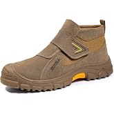GLANOUDUN Steel Toe Work Shoes for Men Spark Resistant Welding Shoes | Puncture Resistant, Wear-resistant, Mid-Top Coverage, Hook &amp; Loop Fit, Cushioning, construction, Warehouse, Factory