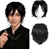 SEGOHAIR Anime Short Cosplay Wigs Halloween Party Spiky Layered Cosplay Wigs Synthetic Short Hair for Men & Women–Black Style