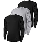 ZITY 3 Pack Men's Crewneck Sweatshirts Lightweight Long Sleeve Casual Pullover Moisture Wicking Sweatshirts for Men