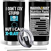 Absacie X-ray Tech Gifts, Radiology Tech Graduation Gifts, 20oz Stainless Steel Tumbler with Lid Straw, Black