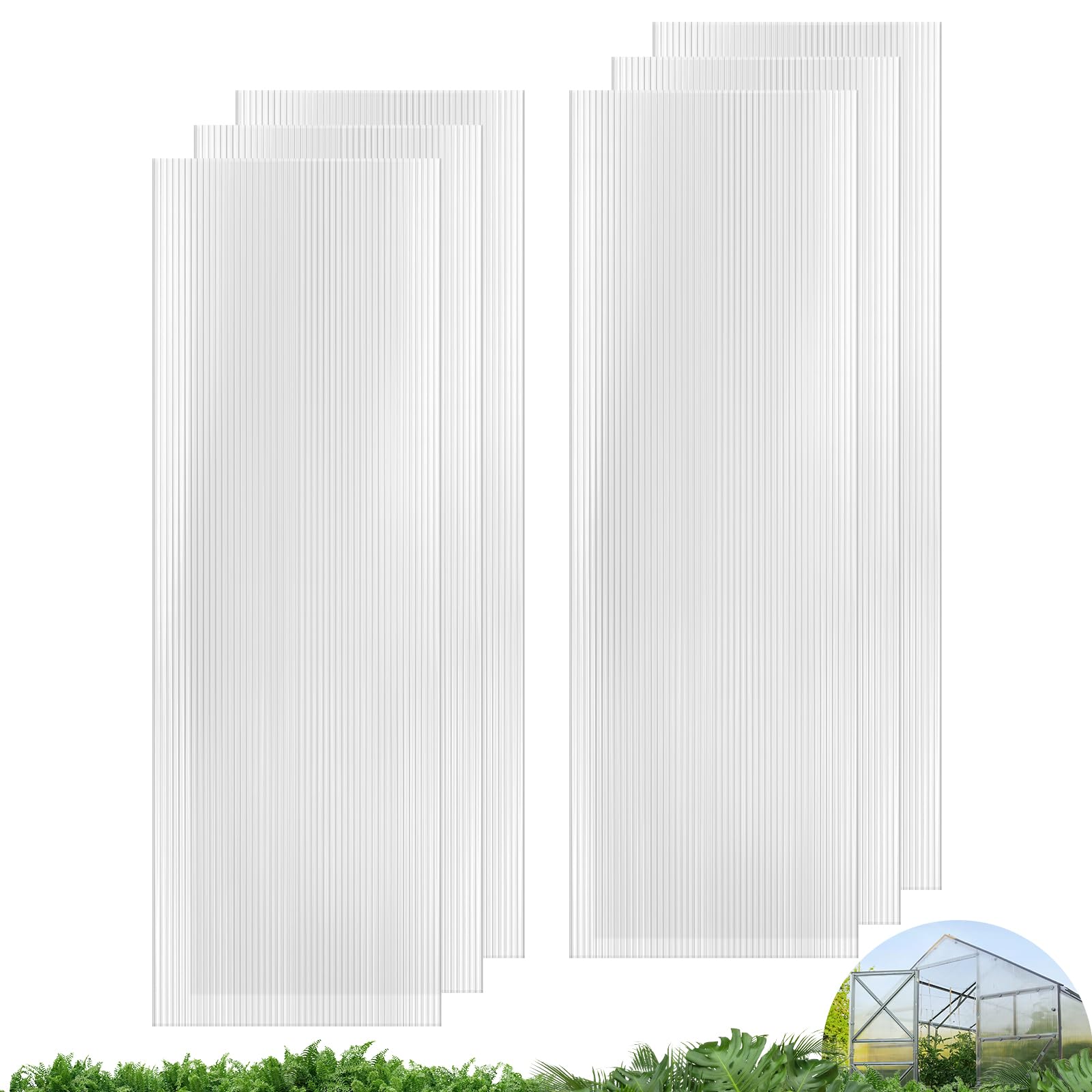 Photo 1 of UMIG 6 PCS 6' x 2' x 0.32'' Polycarbonate Greenhouse Panels, Twin-Wall Waterproof UV Protected Corrugated Plastic Roof Panels Sheets, Clear Replacement Panels for Greenhouse, Outdoor, Plant