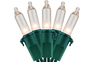 YULETIME 200 Clear Christmas Lights, Pack of 2 Sets 33 Feet 100 Count UL Certified Incandescent String Lights (Clear - Green Wire)