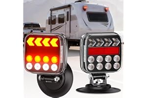 Ehaho Wireless Trailer Lights Magnetic Kit, Portable LED Tow Lights with IP67 Waterproof, Fast Charge tail lights with 9 Hour