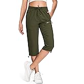 MAGCOMSEN Women's Hiking Capri Pants UPF 50+ Lightweight Quick Dry Casual Golf Cargo Crop Pants with 5 Pockets Summer
