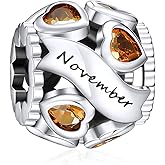 NINGAN Birthstone Charms 925 Sterling Silver Love Heart Openwork Bead for Charm Bracelets and Necklaces with 5A Cubic Zirconia, Birthday Mothers Day Jewelry Gifts Women