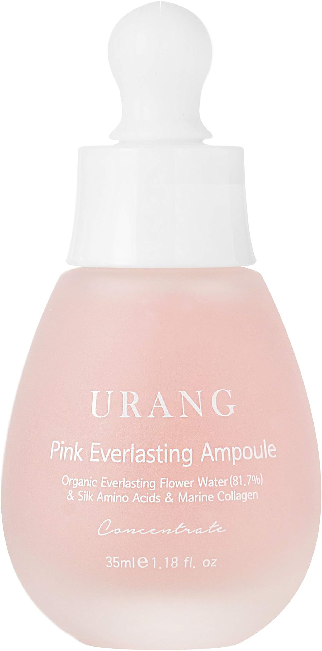 Urang Pink Everlasting Ampoule (99% Natural) 1.18 fl. oz. | Everlasting Flower Water, Silk Amino Acids, Hydrolyzed Collagen | Concentrated Deep Nourishing and Rejuvenating Ampoule for Damaged Skin