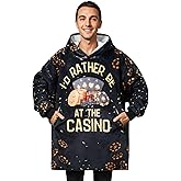 Huglanket Casino Gifts for Men/Women, Gambling gifts Wearable Fleece Blanket Hoodie, Super Soft Warm Cozy with Giant Pocket - One Size Fits Most - Gifts for Gambler - Rather