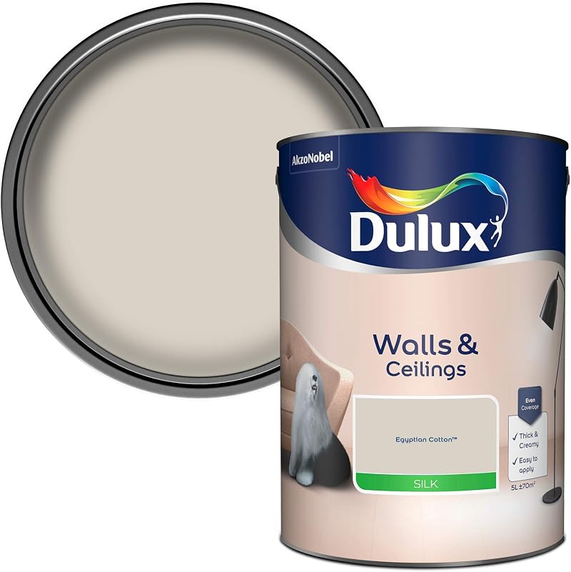 Dulux Walls & Ceilings Silk Emulsion Paint Egyptian Cotton 5L