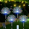 Solar Garden Lights Outdoor Waterproof, 4 Pack Total 480 LED Solar Starburst Sparkler Lights Decorative with 8 Lighting Modes Outside for Flowerbed Pathway Party Christmas Decorations, Multicolor