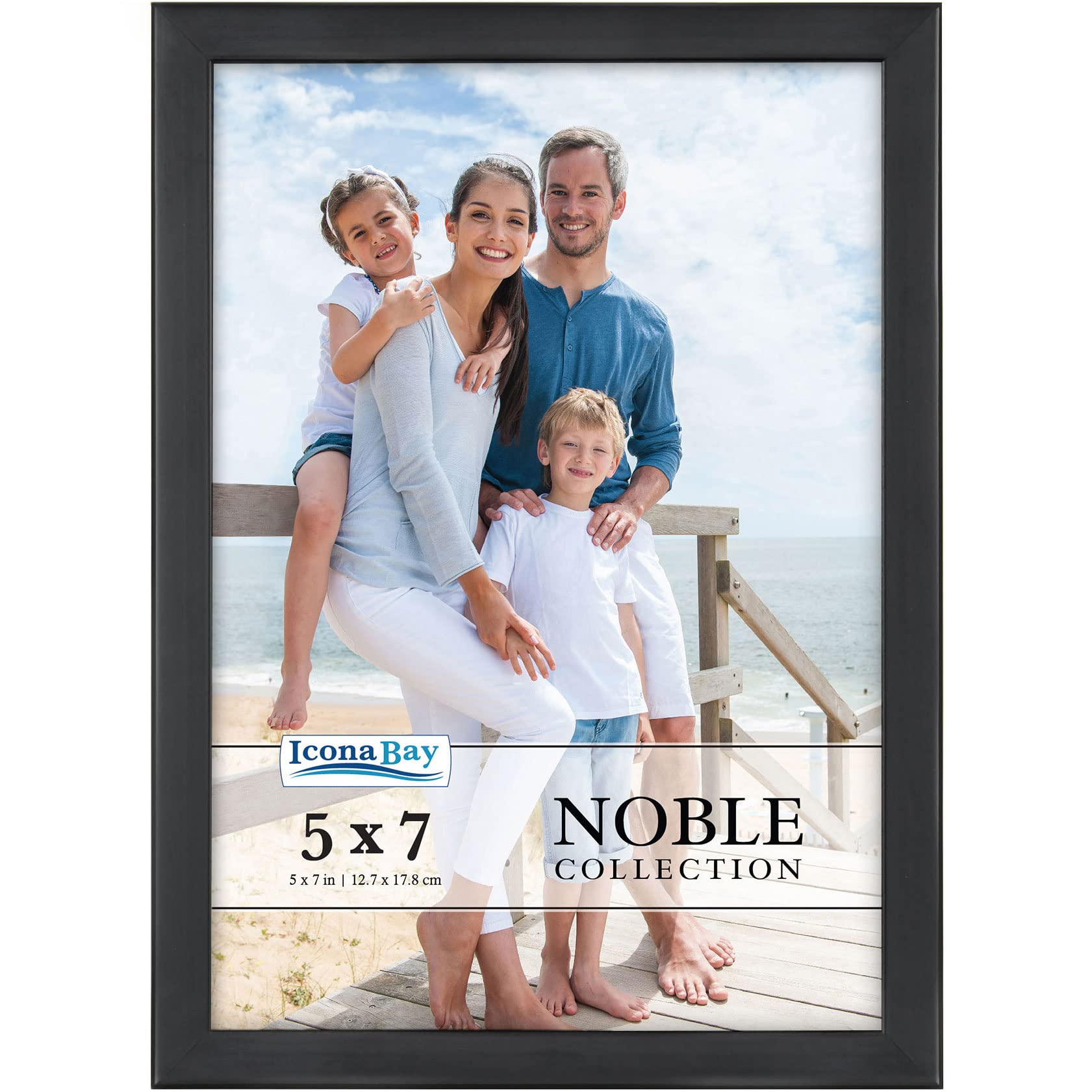 Icona Bay 7x5 Black Picture Frame, Modern Professional Frame, Noble Collection