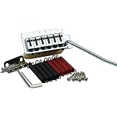 Guyker Guitar Tremolo Bridge with Brass Roller Saddle String Space 10.5mm &amp; Brass Block &amp; Spring and Claw, Pop-In Vibrato Bar, Complete Install Kit for Start ST Electric Guitar(GG-1001, Chrome)