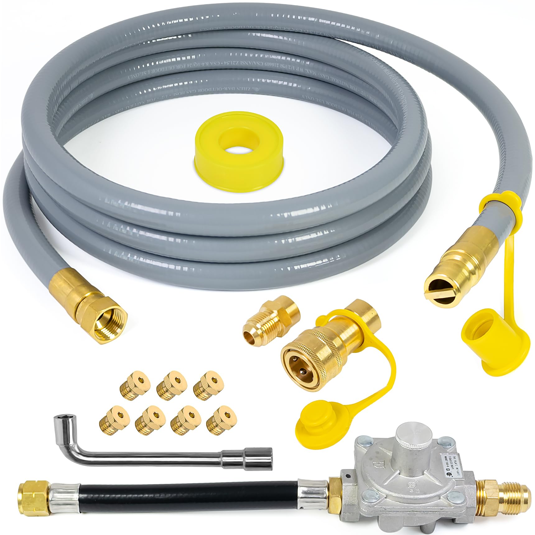 Photo 1 of from Propane to Natural Gas Conversion Kit Compatible with Weber Genesis, Genesis II, Spirit, Spirit II, Convert LPG Grills to NG, Includes 10FT 1/2" Hose, Orifices and Natural Gas Regulator