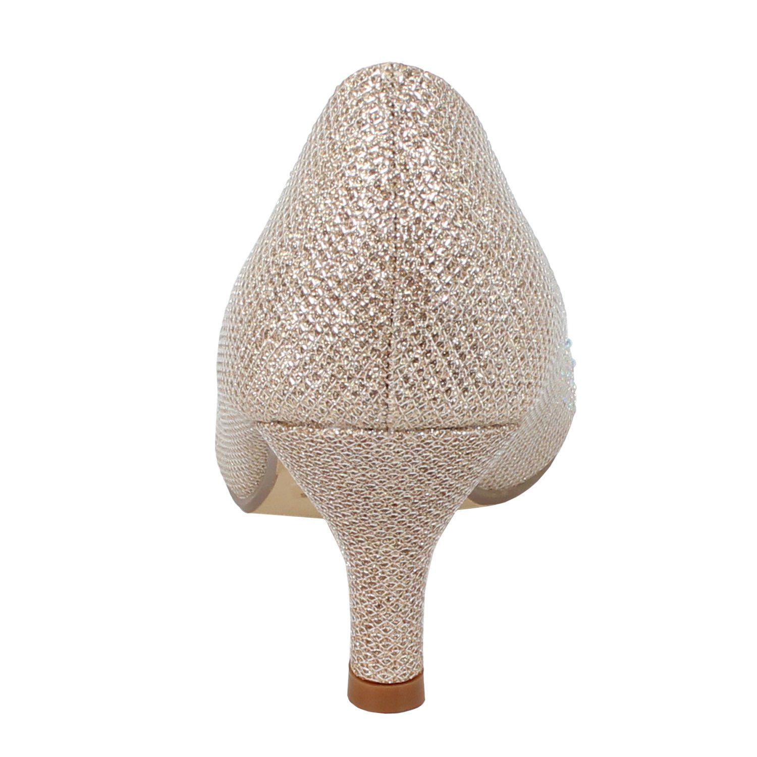 Bonnibel Wonda-1 Womens Round Toe Low Heel Glitter Slip On Dress Pumps,Champagne,7 - Image 4