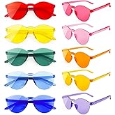 10/20 Pack Star/Heart Shape/Round/Butterfly/Cat Eye/Rectangle/Fire Rimless Tinted Party Sunglasses Color Glasses