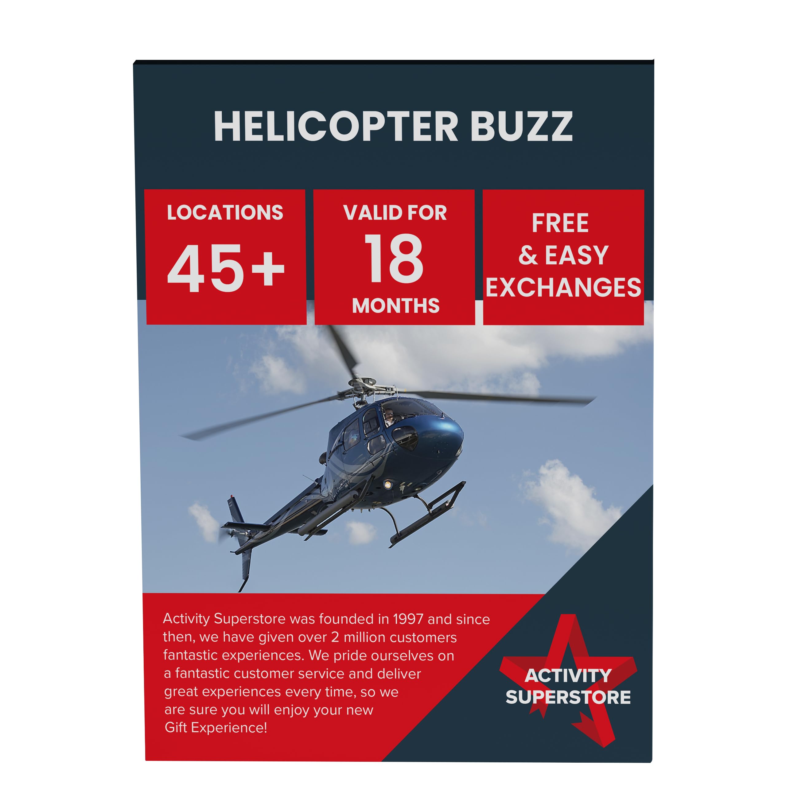 Activity Superstore Helicopter Buzz Experience Day Gift Voucher, Available at 45+ UK Locations Nationwide, Helicopter Rides, Flying Experience, Birthday Gifts
