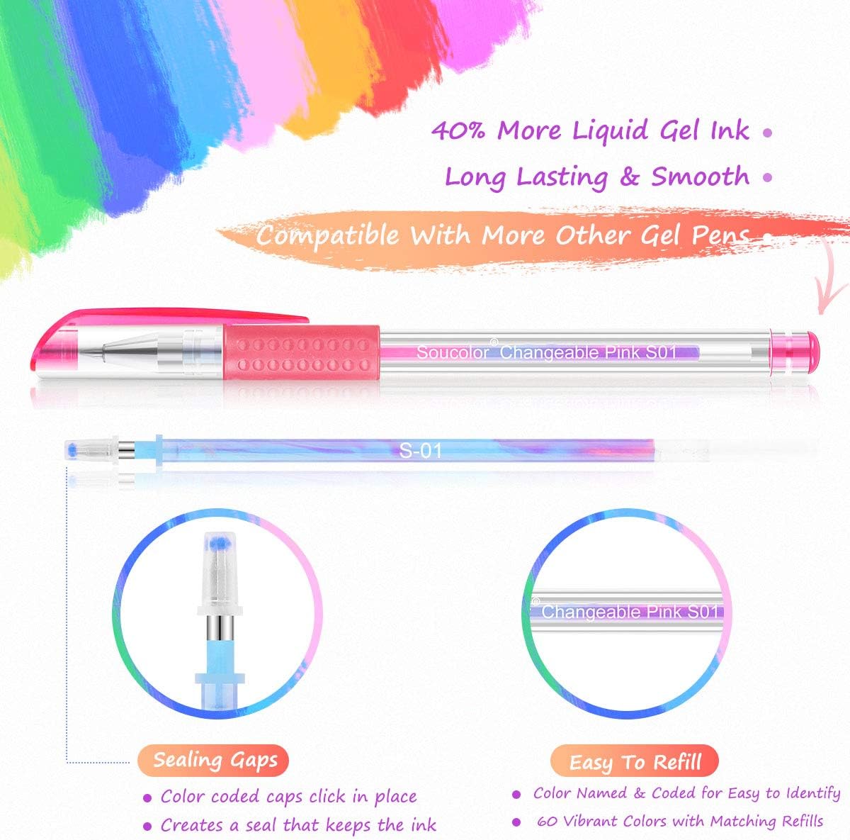 Gel Pens for Adult Coloring Books, 122 Pack Artist Colored Gel Marker Pens Set with 40% More Ink for Kids Art Supplies Drawing Note Taking Crafts Scrapbooks Bullet Journaling Doodling : Office Products