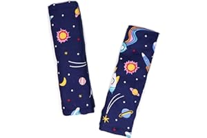 DILIMI Space Carseat Belt Cover for Baby Soft Comfort Seat Belt Cushion for Kids Cute Cartoon Pattern Car Seat Belt Pads Cover (2 Packs)