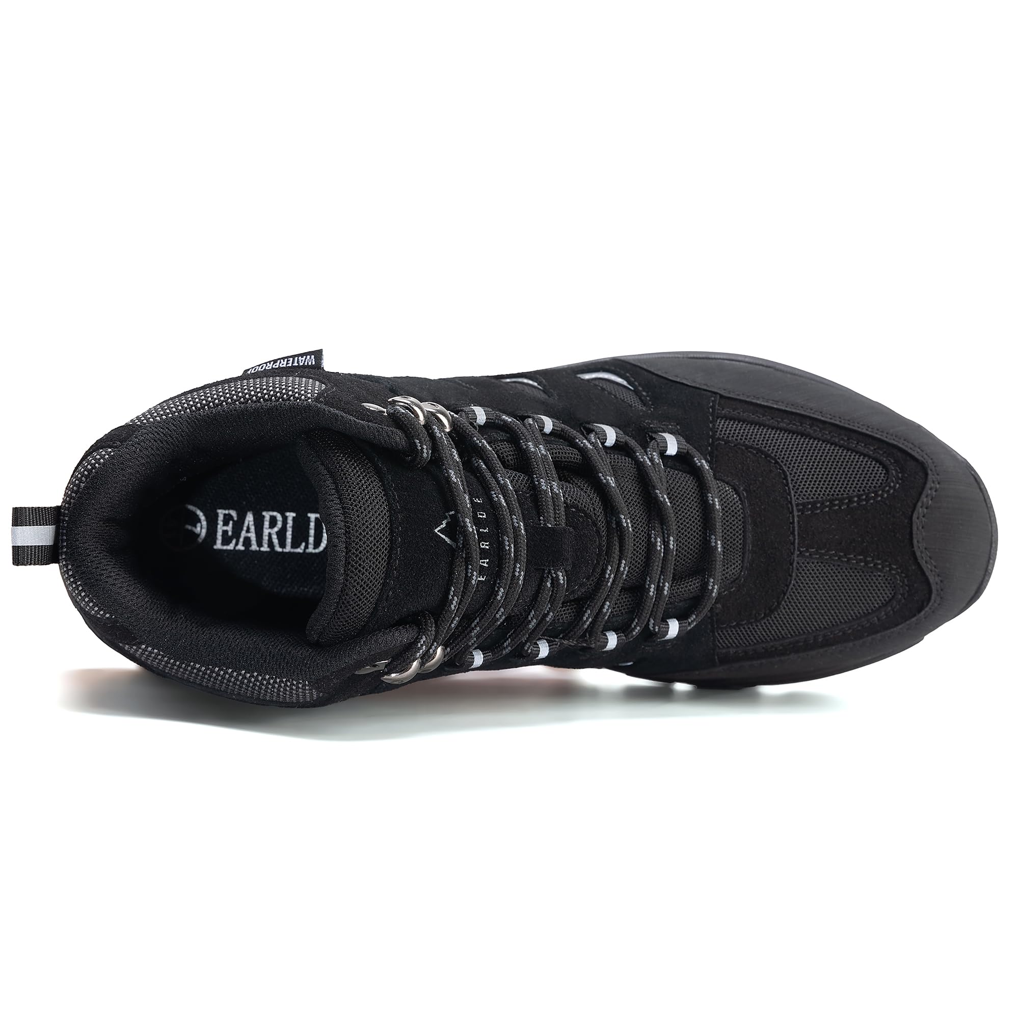 EARLDE Herren Wasserdichte Wanderschuhe Knöchelhohe Leicht Trekkingschuhe | Rutschfest Wanderstiefel hiking walking schuhe Langlebig Stiefel Outdoorschuhe für wandern trekking und trails Schwarz 43 EU 4