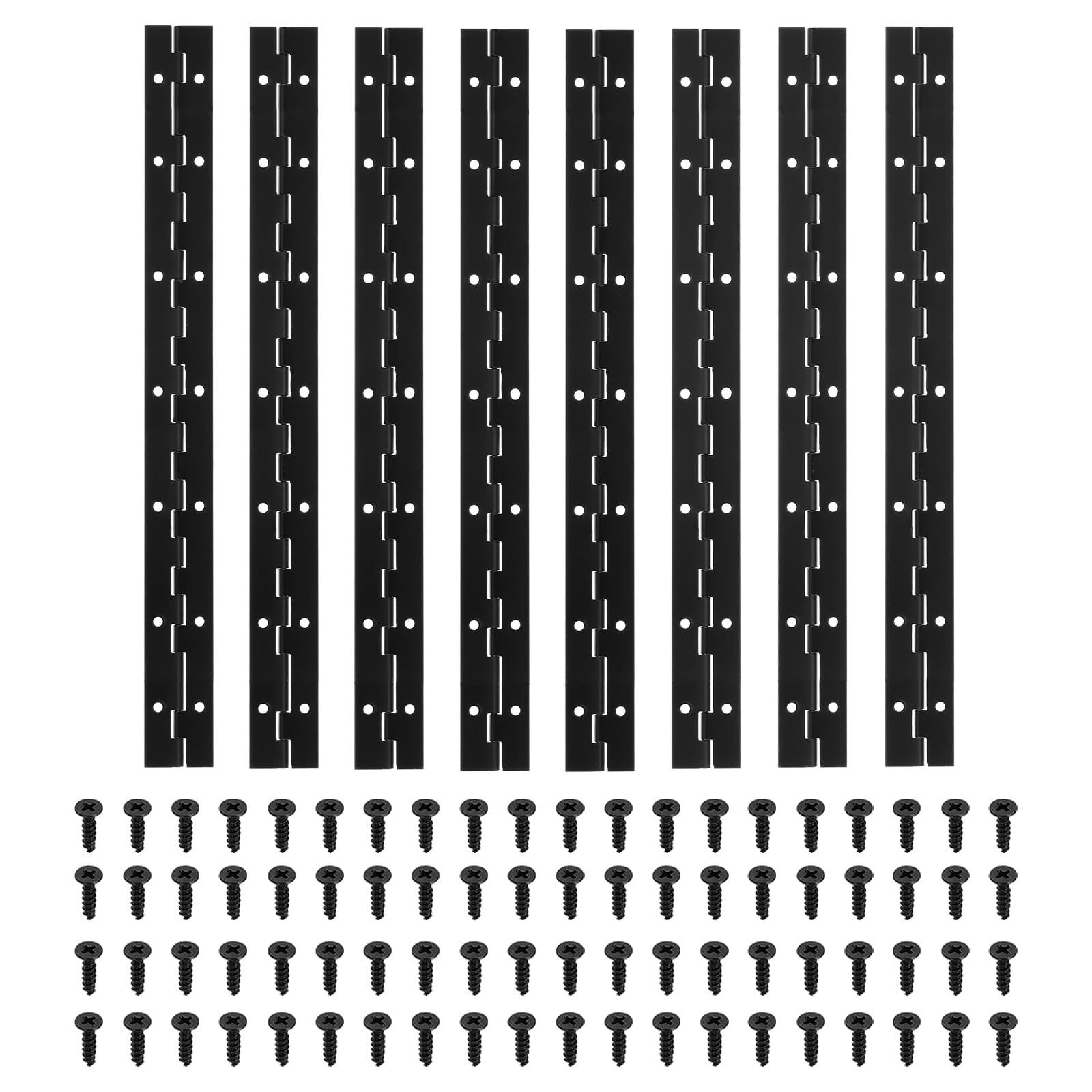 PATIKIL 14x1.2 Inch Piano Hinge,8 Pcs 304 Stainless Steel Continuous Hinge with Holes for Piano Gate Door Wooden Storage Box Cabinet Boat,Black