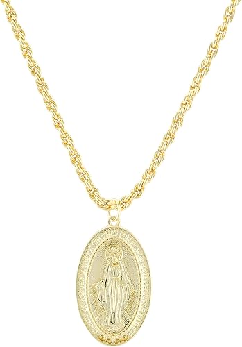 miraculous virgin mary pendant necklace
