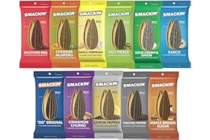 GENERIC SMACKIN' Sunflower Seeds – 11 Flavor Variety Pack (1.05 oz Each), All-Natural, Roasted & Jumbo Sunflower Seeds, High Protein, Gluten-Free, Healthy Snack for Work, School, Active Lifestyle & Travel.