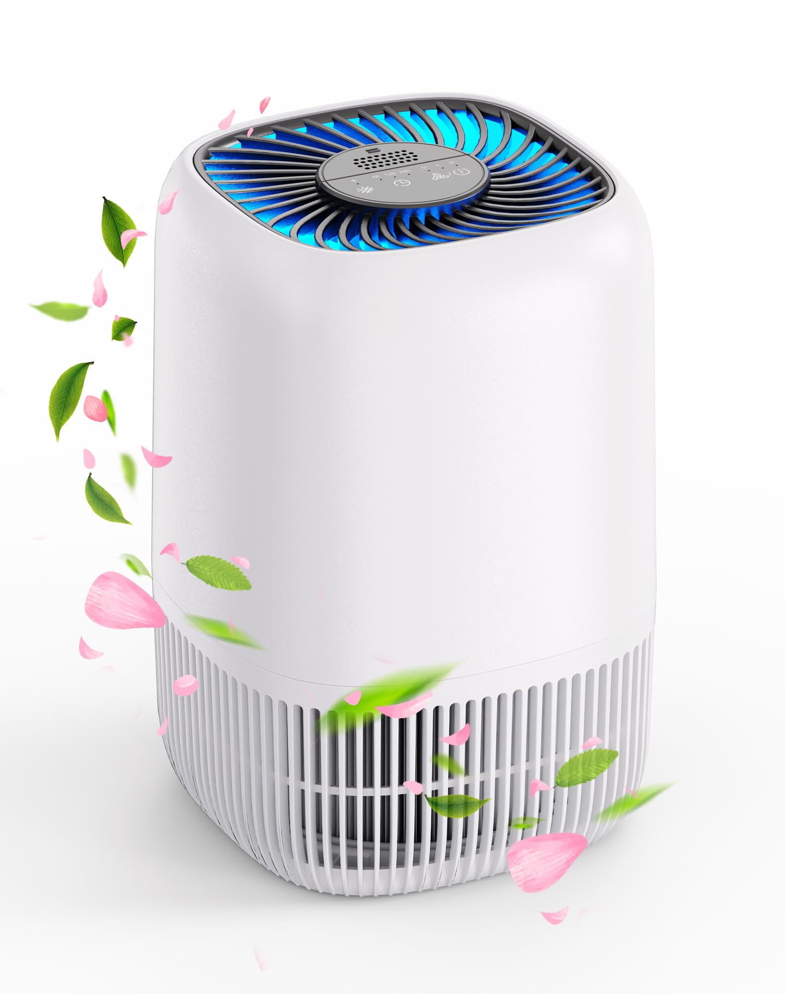Air Purifiers for Home with H13 True HEPA Filter Up to 1076 Ft² for Pet Hair, Odors, Pollen, Smoke, Compact Air Cleaner with 3 Speeds, Timer, Aroma Quiet 360°Intake Filter, White