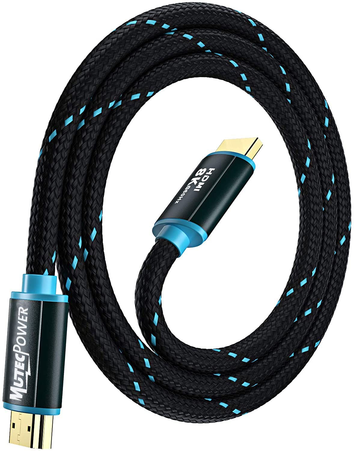 MutecPower Ultra High Speed 1 Meter HDMI 2.1V cable Certified 48Gbps, 8K@60Hz & 18Gbps, 4K@120Hz with HDR, VRR & eARC - 30 AWG UL listed 1m Male to Male cable Blue/Black braided