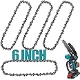 6 Inch Mini Chainsaw Chain Replacement, 4 Pcs Chains for Cordless Electric Portable Chainsaw, Durable Carbon Steel Saw Chains for Pruning Shears and Wood Cutting