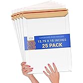 ABC PACK & SUPPLY Rigid Mailers, 12.75 x 15 Inch, Kraft Cardboard, White, Self Seal, 25 Pack