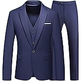 Mens Suits 3 Pieces Slim Fit One Button Solid Suit Blazers for Business Wedding Formal Prom Tuxedo Blazer Vest & Pant Set