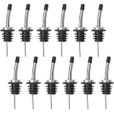 AOZITA 12 Pack Classic Bottle Pourers, Stainless Steel Liquor Pour Spouts Tapered Spout - Liquor Pourers with Rubber Dust Caps for Alcohol, Olive Oil,Bar Bartender Accessories