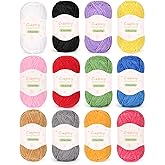 Coopay Skinny Chenille Yarn for Crocheting, 12 Color Soft Crochet Yarn Set | 1OO% Polyester DK Yarn, 50g/1.76oz - 1764yds Total, Velvet Yarn for Colorful Crafts, Blankets, Plush Dolls, Decorative Works
