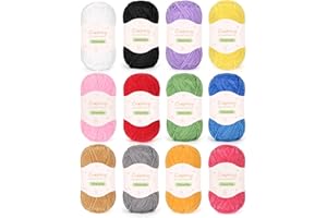 Coopay Skinny Chenille Yarn for Crocheting and Knitting, 12 Pack of 50g/1.76oz - 1764yd Total, Soft Crochet Yarn of Light Weight - Sutible for Colorful Crafts, Blankets, Plush Dolls and Baby Garments