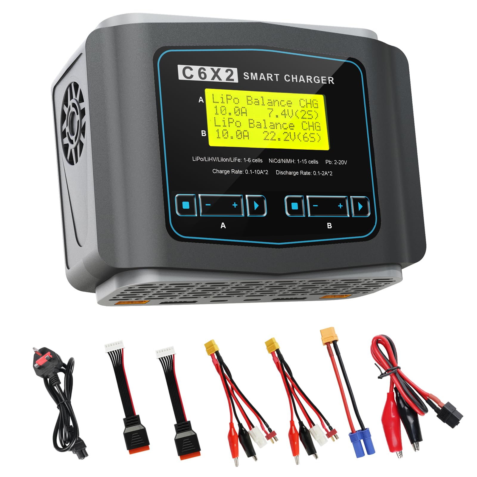 Haisito RC lithium battery charger AC 150W/DC 240W, Duo, LiPo charger for LiPo/Life/LiHV/Lilon(1-6S), NiMH/NiCD(1-15S), PB, smart battery, 10A RC balance charger, RC battery charger