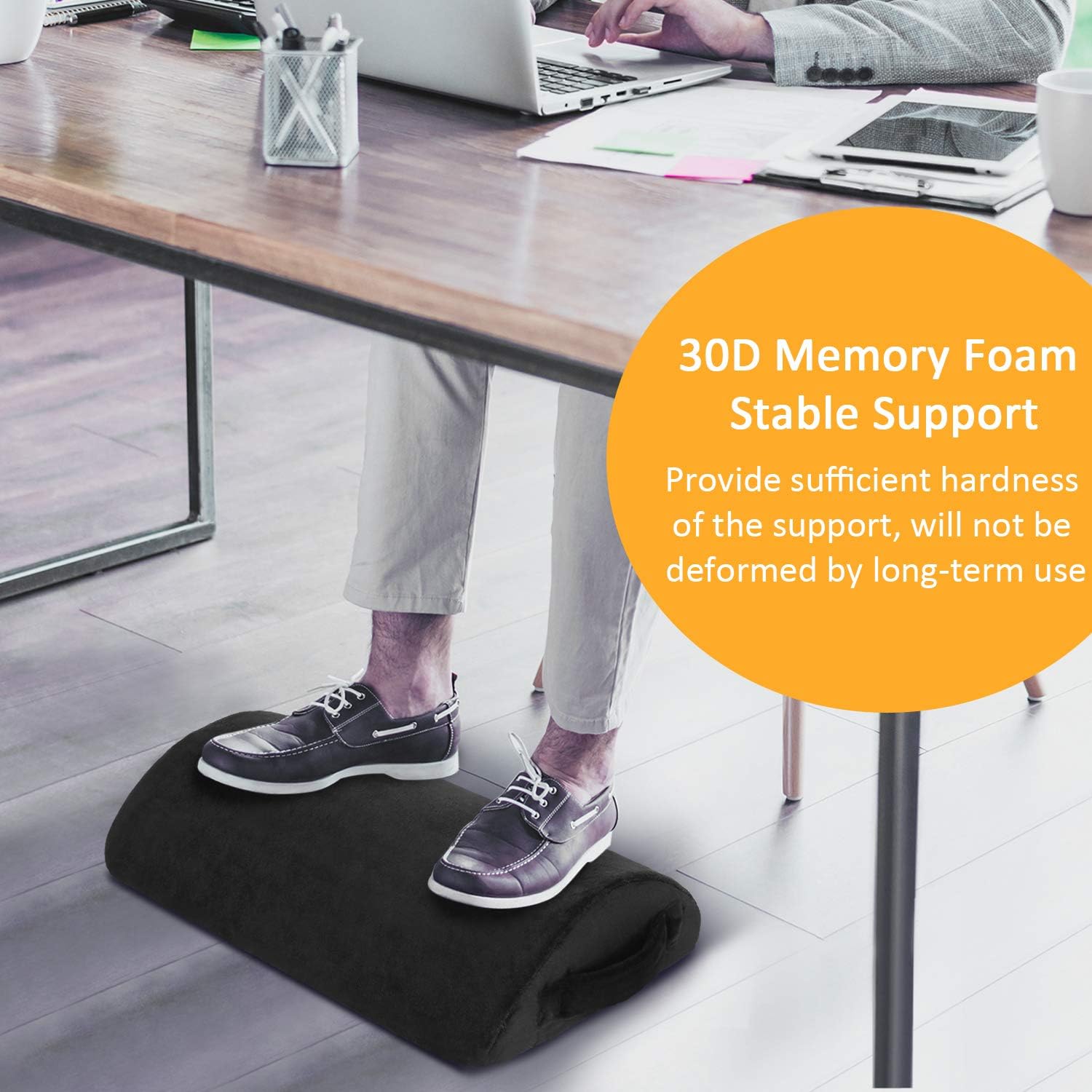 Foot Rest Under Desk Cushion, ACVCY Office Foot Rest at Work Ergonomic Footrest Pure Memory Foam with Handle Non-Slip Surface for Office, Home, Travel, Office Gift : Office Products