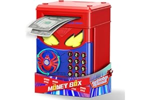 Wrystte Spider Piggy Bank for Kids,Electronic Money Box with Fingerprint,ATM Safe Coin&Cash Saving Box,Kids Toys for Age 4 5 6 7 8,Christmas Birthday Gifts for 9 10 11 12 Year Old Boys Girls(Blue)