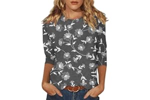 SLQDGMRYZ 3/4 Length Sleeve Womens Tops Summer Three Quarter Striped Shirts Dressy Casual Printed Tunic Tops Women Blouses