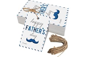 AUKOLASS 50PCS Father’s Day Gift Tags, Happy Fathers Day to The Best Dad Tags for Gift Packaging and Birthday Celebrations (White)