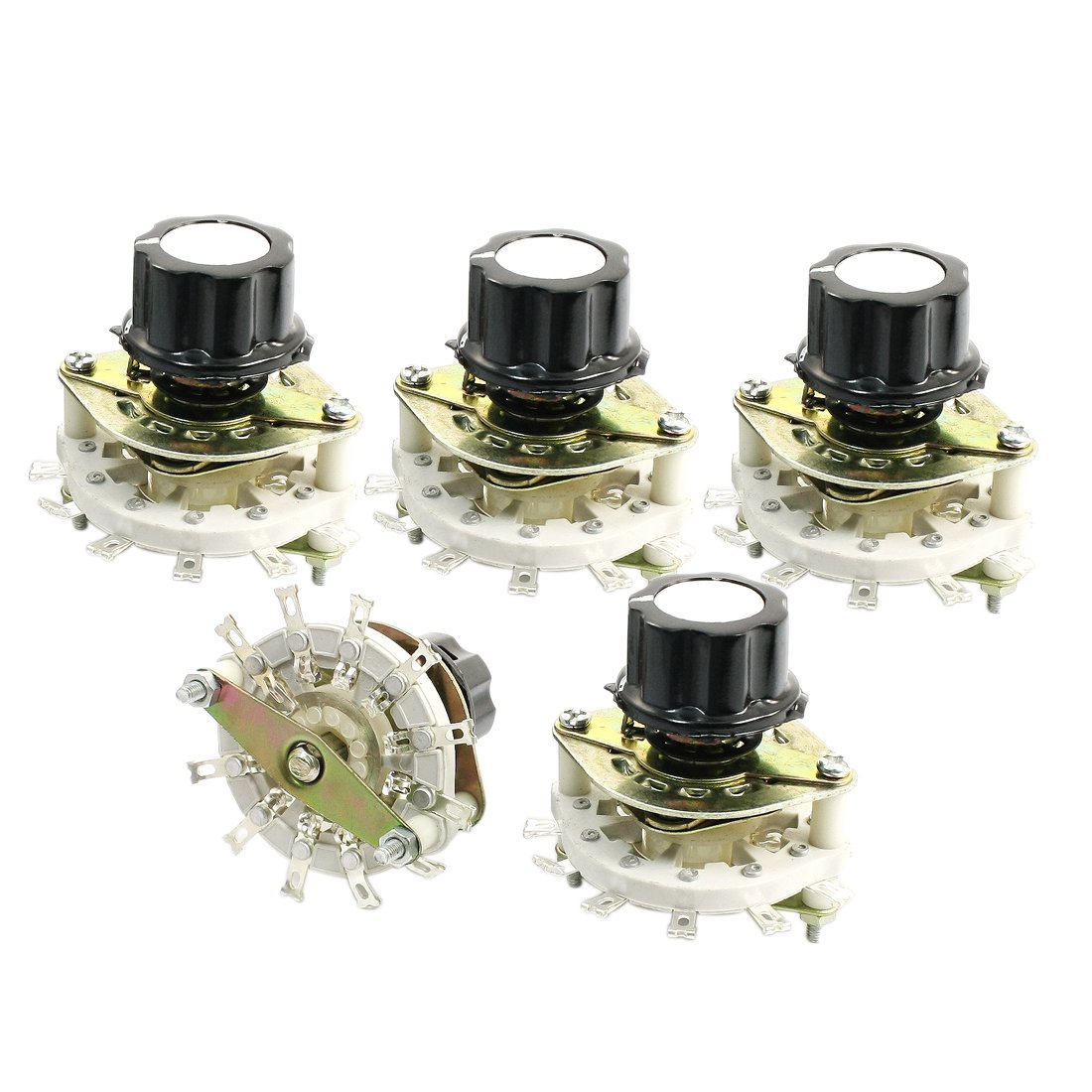 Sourcingmap 6mm Knurled Shaft 12Pin 1-Pole 11-Position Select Rotary Switch 5 Pcs