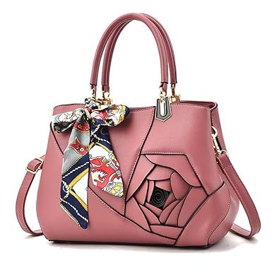 BAG WIZARD New Women 3D Flower Leather Top Handle Satchel Handbags Shoulder Bag Tote Purse Messenger Bags
