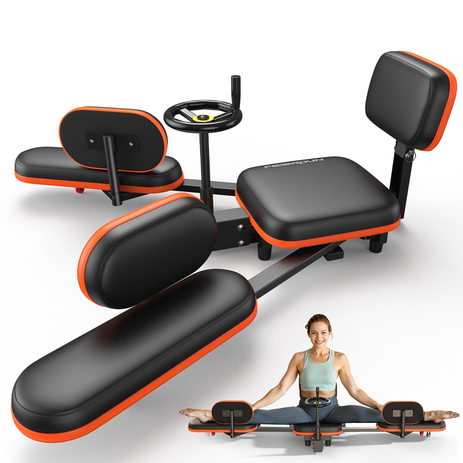 Photo 1 of FEIERDUN Leg Stretcher, Leg Stretcher Machine for Flexibility and Relieving Hip Tightness, Heavy Duty Split Machine Stretcher for Home Gym Split Machine Training Fitness, Black-Orange