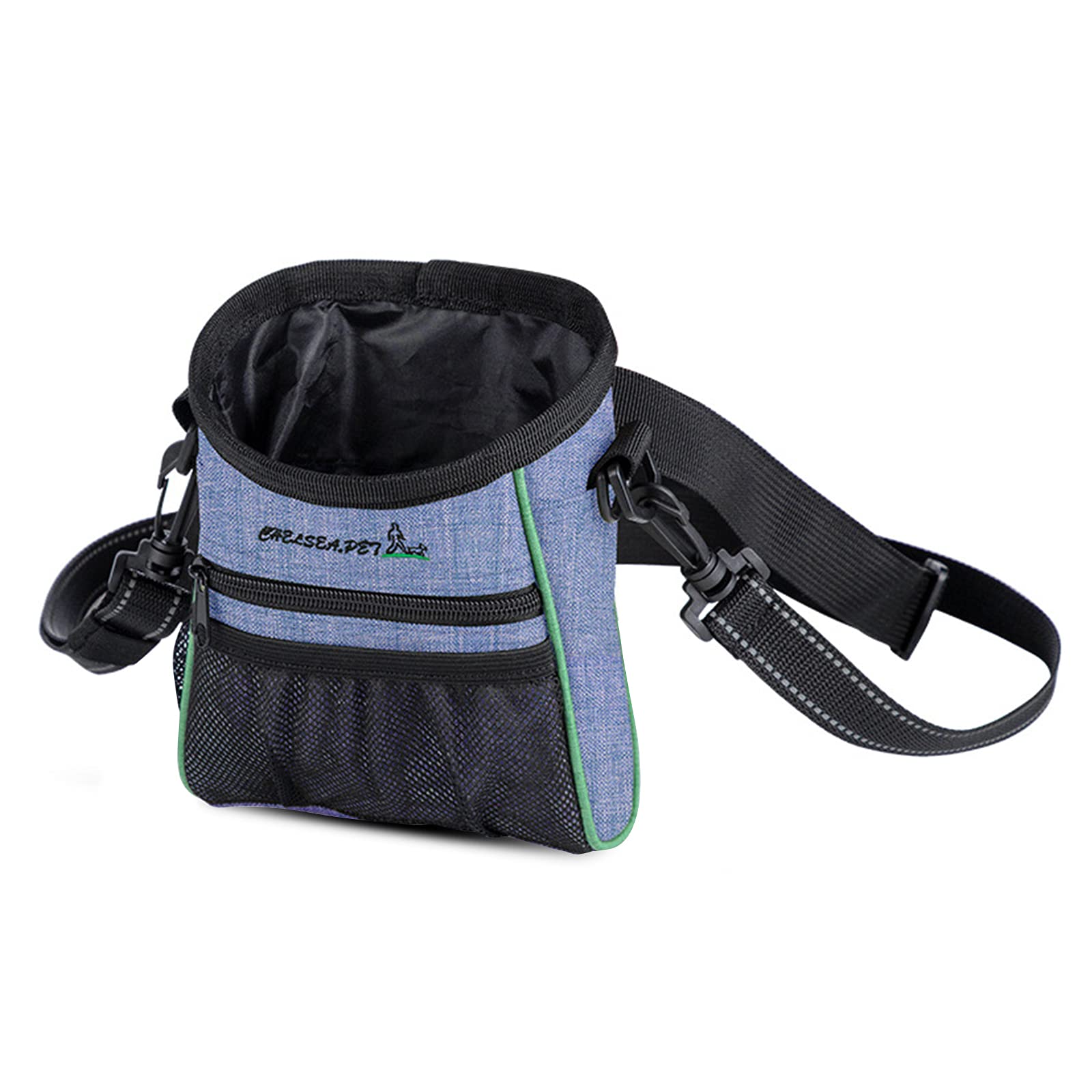 PETCUTE Dog Treat Pouch,Hands Free Dog Treat Waist Pouch Bag with Built-in Poop Bag Dispenser,Multiple Pockets,Waterproof Dog Walking Bag with Adjustable Belt and Reflective Shoulder Strap