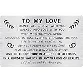 MOQIYXL I Love You Valentines Gifts for Him, Valentines Day Card for Men, Gifts for Groom On Wedding Day, I Choose You, Engraved Metal Wallet Card Insert