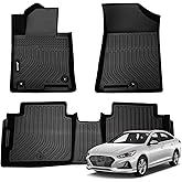 Jenofa-Floor Mats for Hyundai Sonata & Hybrid 2015-2019 / Kia Optima 2016-2020 Floor Liner Waterproof All Weather Car Mats Custom Fit Optima Durable TPE Rubber Mat for Sonata Hybrid Accessories Black