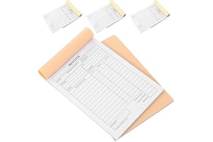 VILLCASE 5pcs Carbonless 3-Part Invoice Pads 60 Pages Each 8.3X5.7 Inches Receipt Book for Small Business