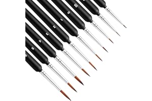 10Pcs Miniature Paint Brushes Set Detail Fine Tip with Ergonomic Handle - Suitable for Acrylic Oil Watercolor Painting Face N