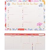 ban.do Magnetic Meal Planning and Shopping List Notepad Set, 9 x 6.8 inch Weekly Menu Planner, 9 x 3.6 inch Grocery List, Set of 2