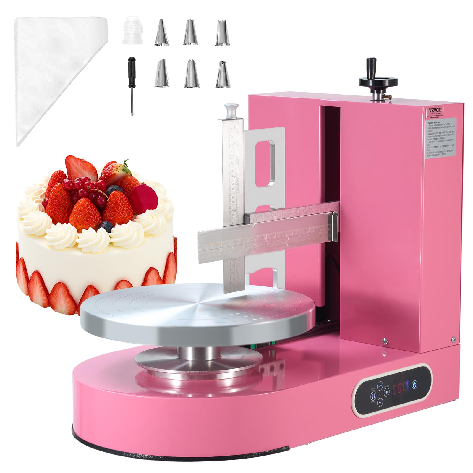 Photo 1 of ***PARTS ONLY**VEVOR Cake Decorating Machine, Cake Cream Spreading Coating Smearing Machine, Low Noise Cake Frosting Machine, Turntable with Adjustable Scraper, for 6" to 14" Cake, 25-320RPM Rotating Speed, Pink