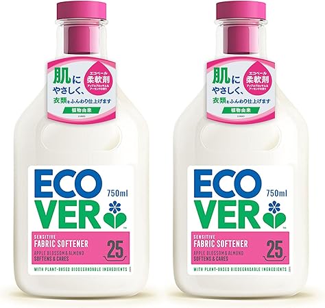 Amazon 柔軟剤 Ecover エコベール ファブリックソフナー 本体 アップルブロッサム アーモンドの香り 750ml 2個 洗濯 赤ちゃん Laundry 日用品 Ecover エコベール ドラッグストア